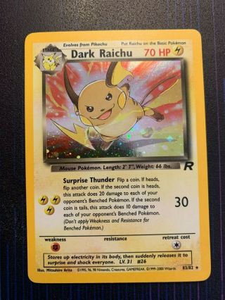 Pokemon - Dark Raichu - Team Rocket 83/82 - Holo Secret Rare -
