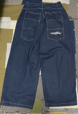 90s Vintage Menace Jeans Fat Leg Pants : Wide Blue Denim Rave Jnco Size 34x33