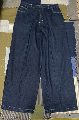 90s Vintage MENACE Jeans fat leg Pants : wide Blue denim rave jnco Size 34x33 2