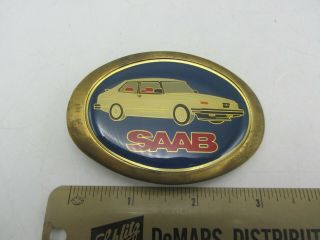 Vintage 1983 Baron Buckles Brass Saab Swedish Car Automobile Company Belt Buckle