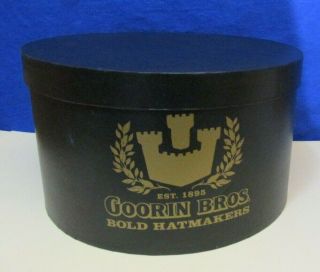 Goorin Bros Brother Gold & Black Hat Box (empty) 12” X 7” Logo Lining Storage