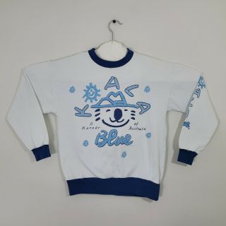 Vintage 1984 Olivia Newton John Koala Blue Logo Crewneck Sweatshirt Womens Large