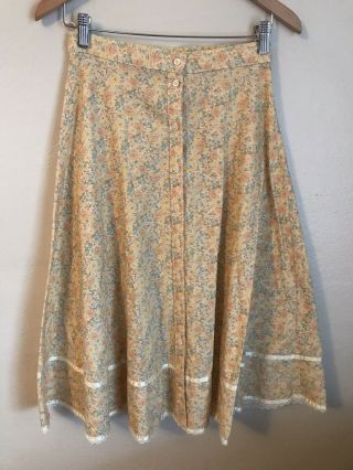 Vtg 70’s Gunne Sax Size 11 Floral Prairie Midi Day Skirt