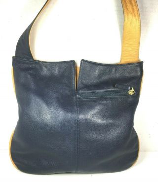 The Orvis Company Vintage Blue/yellow Soft Leather Hobo Shoulder Bag - Distressed