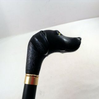 Black Lab Dog Head Wooden Walking Stick Cane Made In Italy