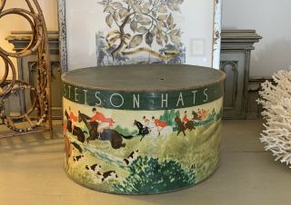 Stetson Vintage Hat Box Oval Hunt Scene
