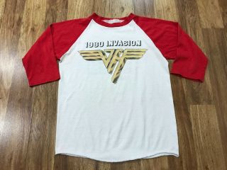 Small - Vtg 1980 Van Halen Invasion Tour Concert Raglan T - Shirt