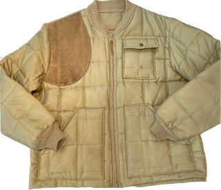 Vtg 10x Beige Square Quilted Shooting Club Hunting Puffer Jacket Mens Xl Rugged