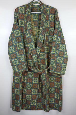 Vintage Mens/unisex Adult Multicolor Intricate Check Patterned Tie Robe