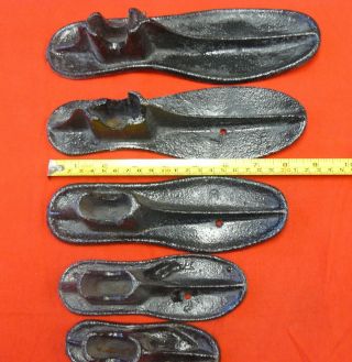Vintage Antique Cast Iron Cobbler Shoe Form Molds Set of 5 2