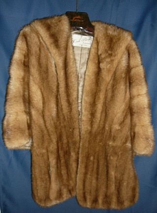Vintage Natural Brown Real Mink Fur Stole Wrap By Oak Park Furriers Chicago