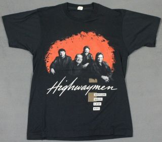 Highwaymen Vintage 1990 Tour Concert T - Shirt Screen Stars Johnny Cash Willie