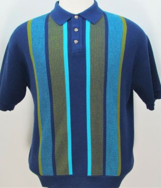 Vtg 50s 60s Sweater Shirt Orlon Acrylic Knit Mid Century Mens Rat Pack Medium