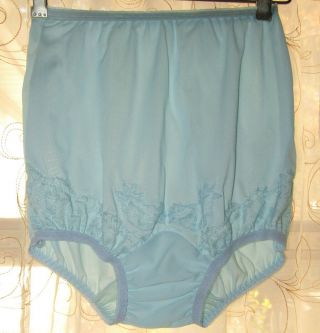 Vintage Blue Warners Nylon Lace Granny Gusset Panties 5 S Custom