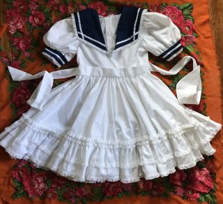 Vintage Mini World Dress Ruffles Full Circle Sailor White 6x
