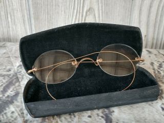 Rare Antique 10k Solid Gold Eyeglasses W/ Case