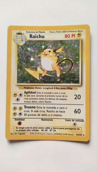 Carta / Pokemon Card Raichu 014/102 Holo Base Set.  Spanish