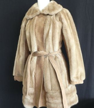 Vtg London Leather By Lilli Ann Coat Size S/m Suede Leather Faux Fur Knee Length