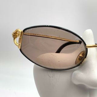 Vintage Gucci GG2602/S Black Gold Metal Oval Sunglasses Italy FRAMES ONLY 2