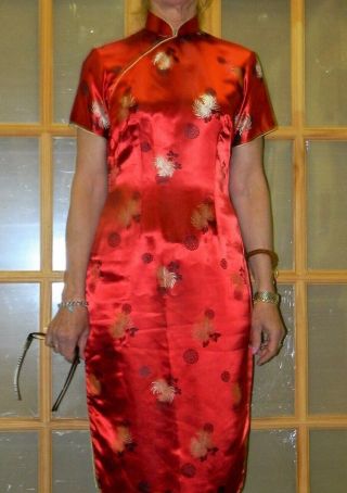 VINTAGE CHINESE SILK SHEATH DRESS Silk - Lined 1960 ' S MED SZ 8 FINE QUALITY 2