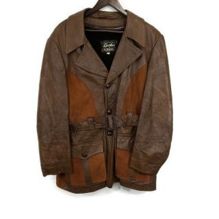 Grais Mens Vintage Leather Jacket Size 44 Leather Fur Lined Brown Belted 1970s