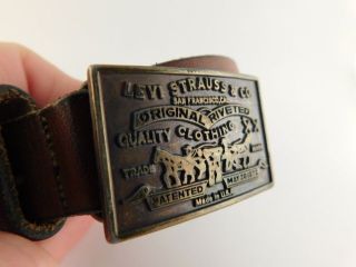 Levi Strauss Belt & Buckle Early Pre - 1971 Vintage Made In The Usa On Front