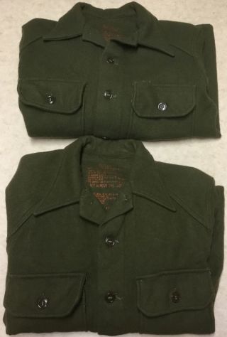 2 Same Vintage Us Army Wool Blend Olive Green Military Field Shirt Jacket Med
