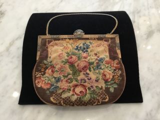 Vintage Purse Petit Point Tapestry With Coin Purse