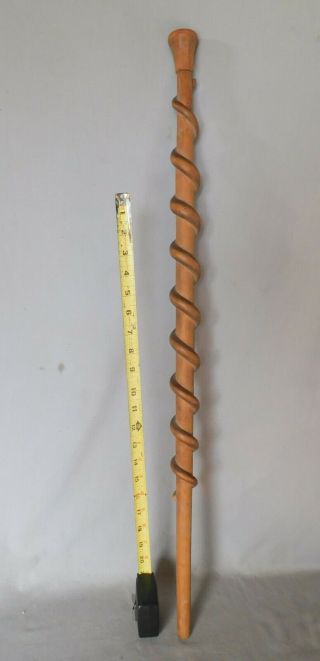 Antique Vintage Walking Stick Hand Carved Cane Climbing Snake Serpent Folk Art