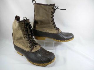 Vintage Ll Bean Mens Maine Hunting Shoe Duck Boots Rubber Canvas Size 11 Vguc