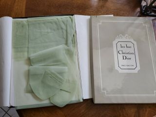 3 Vintage Nylon Pantyhose - Les Bas Christian Dior Size Large 10 1/2 Green Arbor