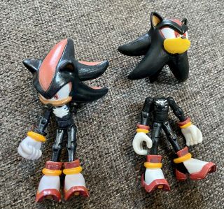 2 X Jazwares Sonic The Hedgehog Shadow Rare Sega 3 Inch.  Broken As Seen In Photo