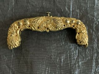 Antique French Gold Plated Purse Frame For Beaded & Tapestry Bag - 7cm