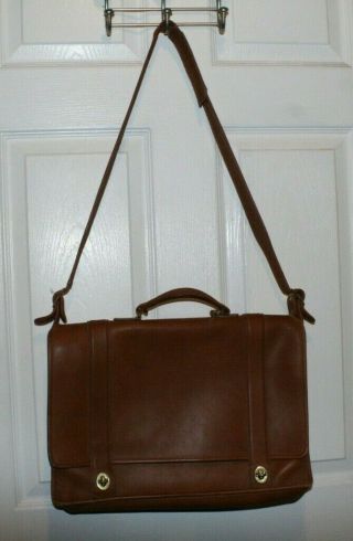 Vintage Coach Brown Leather Briefcase/messenger Bag W/ Shoulder Strap