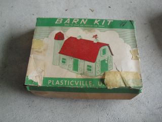 Vintage 1950s O Scale Plasticville White Red Farm Barn Kit Bn - 1 2