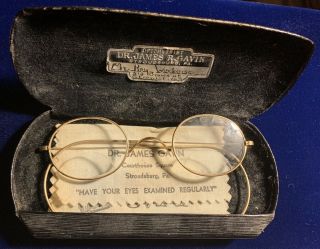 Antique 14k Yellow Gold Bi - Focal Eye Glasses With Case,