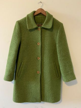 Vintage 50’s/60’s Lined Avocado Green Winter Coat/ 3/4 Sleeve/size 10 - 11