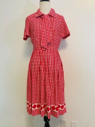 Vintage Dress 1960s Dress In Red And White Polka Dot,  Vintage 60s Dress Size M/l