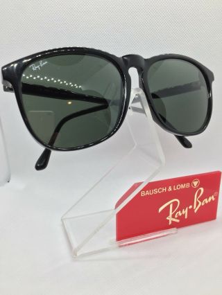 Vintage Ray Ban Bausch And Lomb Style E 1 Black Oversized Rectangular Sunglasses