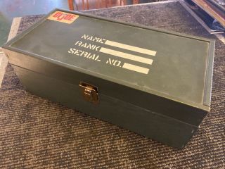 Vintage Gi Joe Army Military Green Wood Foot Locker Trunk Box