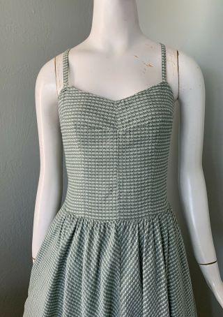 Vintage 40 ' s Green & Ivory Harlequin Cotton Sundress | B34 W27 3