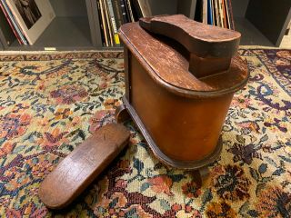 Antique Wooden Shoe Shine Box With Brush - Exceptional Considering Age