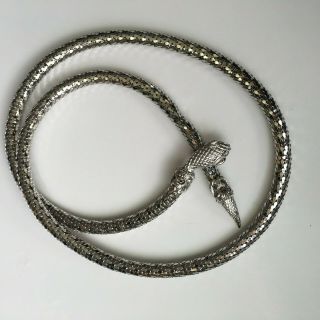 Vintage Whiting And Davis Co Silver Snake Belt/ Choker 1970s