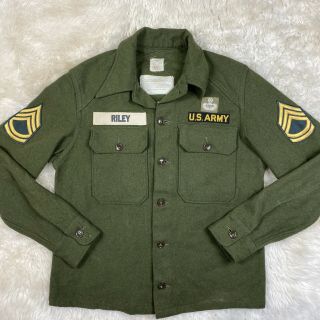 Vintage Us Army Wool Nylon Shirt Jacket Button Up Field Shirt Size Small Patch