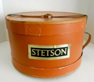 Vintage Stetson Oval Hat Box With Leather Strap 16.  5 X 15 X 8.  5