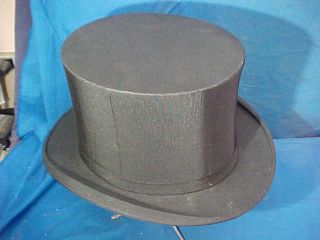 19thc Victorian Era Mans Collapsible Silk Top Hat Size 7