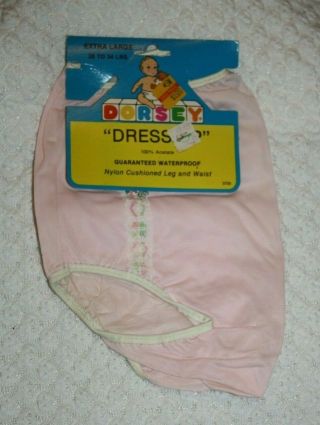 Vintage Nos Dress Up Pink Pants Bottoms Diaper Cover Sheer Overlay Waterproof
