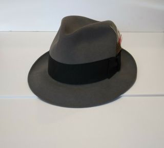 Vintage Dobbs Fifth Avenue Grey Felt Fedora Hat Usa Mens Size 7 1/8