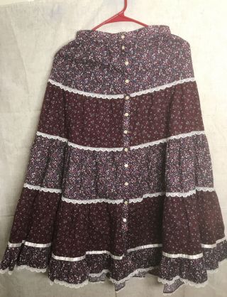 Vintage Jessica’s Gunnies Gunne Sax Floral Calico Prairie Twirl Skirt Size 5 23”