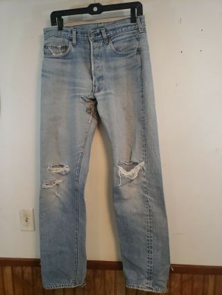 Vintage Levis 501 Button Fly Denim Jeans Shrink To Fit Red Line 32 " W 34